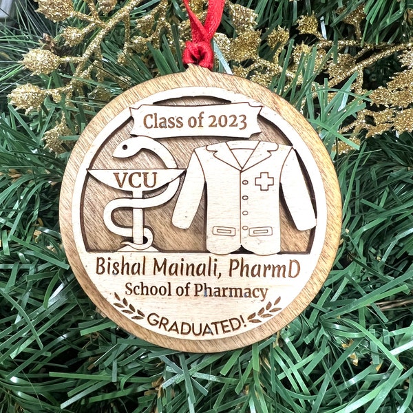 Pharmacist Personalized Graduation Gift/PharmD/School Of Pharmacy Graduate Gift/ White Coat Ceremony Pharmacy/Pharmacist Christmas Ornament/