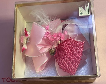 Kimono japonés tradicional para niños Shichi Go San, accesorio para el pelo con flor rosa Shibori