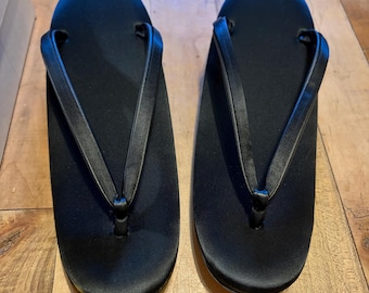 Japanese Kimono Black Gothic Mofuku Mourning Women’s Zori Shoes Sandals