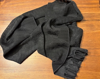 Japanese Kimono Obiage Mourning Mofuku Black Summer Flower Belt Scarf