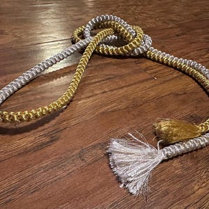 Japanese Kimono Metallic Gold Silver Braided Obijime Belt 