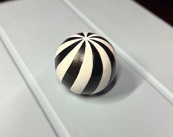 Black and White Striped Painted Candy Spiral Ball, Willy Wonka