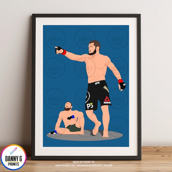 Khabib / Conor- Minimalist Flat Vector - UFC/MMA Artwork - Art mural - Cadeau - Impression- Affiche