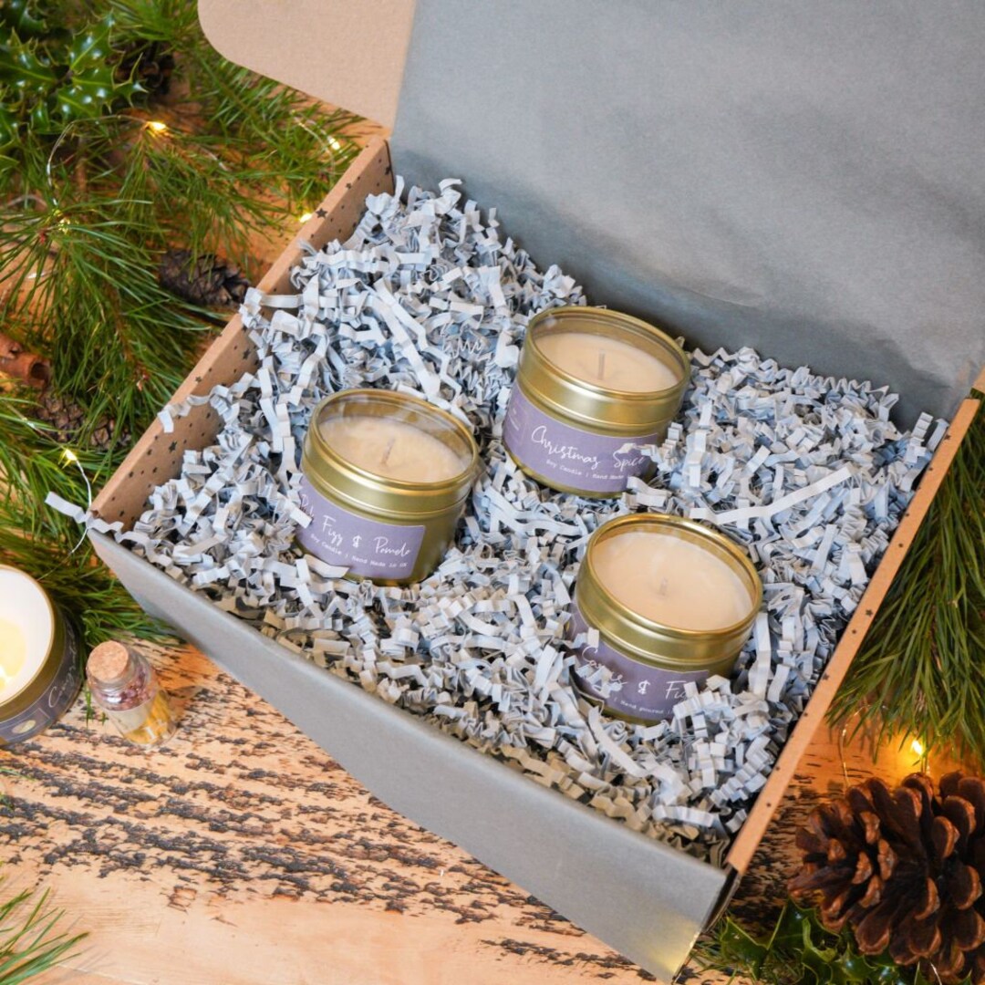 Hand Poured Soy Candle Trio Gift Set | Brown Box Gift Company - Etsy UK