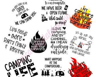Camping SVG Bundle, Camping Bucket Decals (Digital Download)