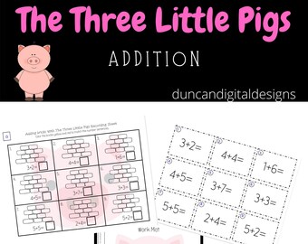 The Three Little Pigs thematic activity, kindergarten, addition, kindergarten addition, kindergarten math, kindergarten math worksheets