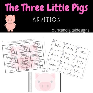 The Three Little Pigs thematic activity, kindergarten, addition, kindergarten addition, kindergarten math, kindergarten math worksheets
