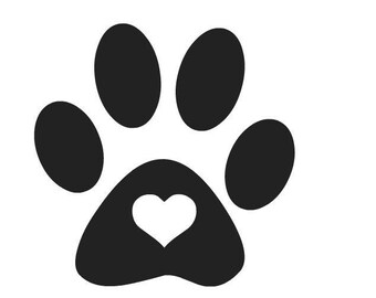 dog paw, heart in paw, doggie love, dog paw SVG