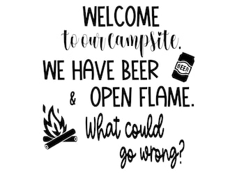 Camping SVG, Camping Bucket, Camping, Welcome to our campsite, camping night light, camping decor, bucket light