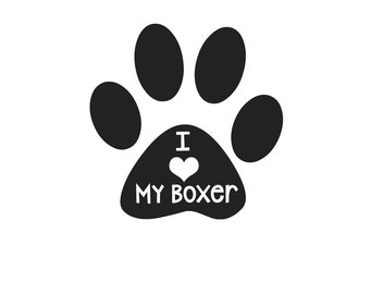 dog paw, I Love My Boxer, doggie love, dog paw SVG, Boxer