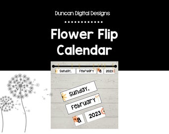 Flower Flip Calendar, Perpetual Calendar, Classroom Calendar Set