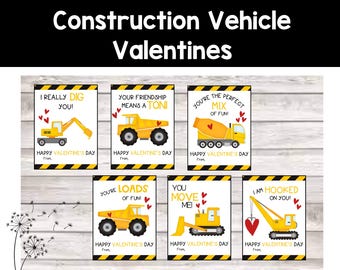 Construction Vehicle Valentine Cards