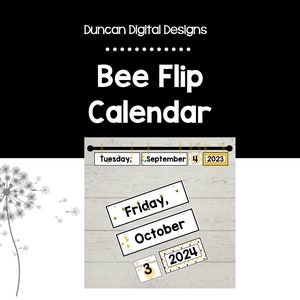 Bee Flip Calendar, Perpetual Calendar, Classroom Calendar Set