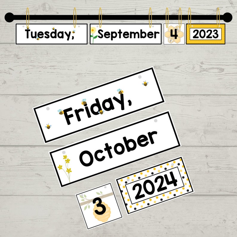 Bee Flip Calendar, Perpetual Calendar, Classroom Calendar Set - Etsy