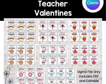 Teacher to Student Valentine Cards printable and editable with Canva