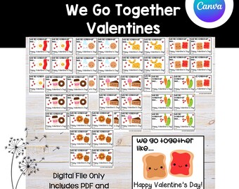 We Go Together Valentines printable and editable with Canva