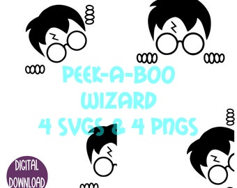 Peek-a-Boo Wizard, SVG, HP, Wizard SVG, make your own car decal, laptop decal, Peek-a-Boo