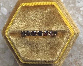 Garnet Eternity Band Yellow Gold Vintage Stacker Ring