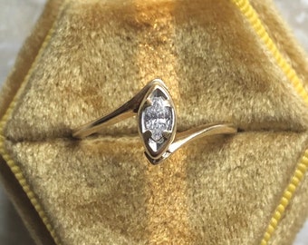 Vintage Marquise Diamond 14k Yellow Gold Ring