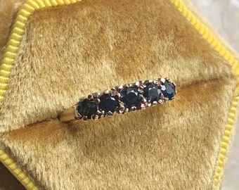 Sapphire Yellow Gold Vintage Band Stacker Victorian Ring