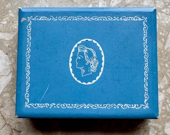 Caja de presentación de joyas victorianas azules vintage