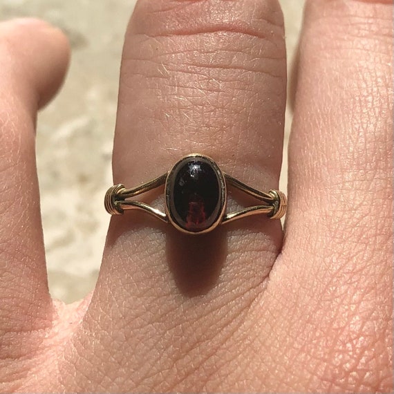 Garnet Yellow Gold Vintage Victorian Ring - image 5