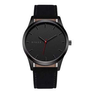 Black Leather strap RIUSS Premium Watch
