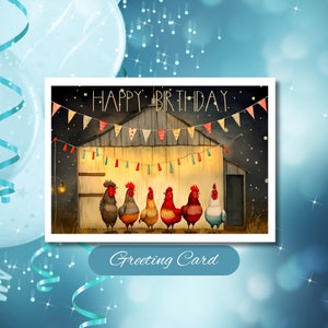 Happy Birthday Chickens Celebration Greeting Card: Farm Animal Celebration