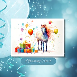 Colorful Horse Birthday Greeting Card: Equestrian Celebration