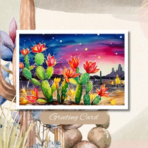 Desert at Night Greeting Card, Greeting Card Blank Inside, Nature Lovers, Loves the Desert