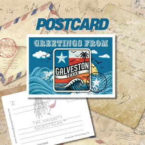 Galveston Texas Postcard: Retro Beach Souvenir, Texas Art