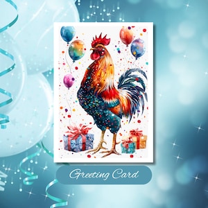 Festive Rooster Birthday Card: Funny Celebration Greeting