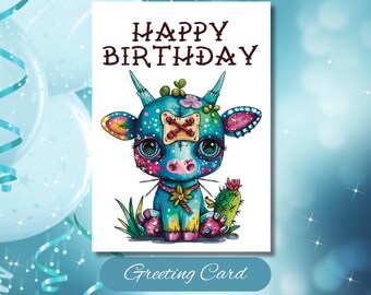 Cow-tivating Birthday Magic Greeting Card, Voodoo Cow Birthday Gift Card, Cute Cow Card