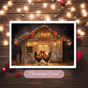 Cluckin' Love: Chickens Greeting Card, Chicken Birthday Card, Animal Birthday Card, Chicken Birthday Party, Anniversary Greeting Card