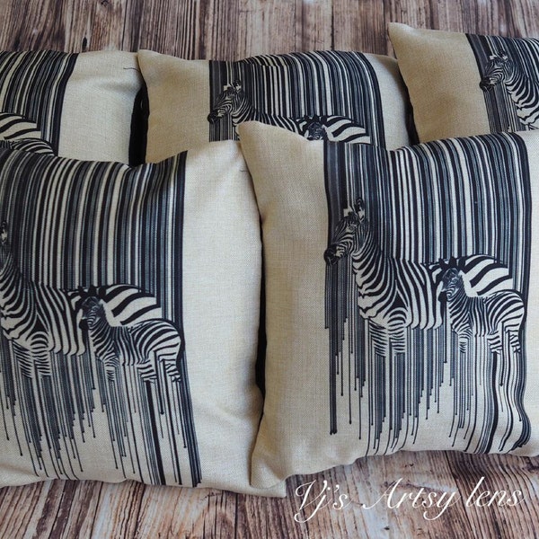 Zebra Cushion Cover/Animal Print Decorative Cushion Cover/Home Decor/House Warming Gift Idea/Unique Zebra Lover Gift for Home/Safari Cushion
