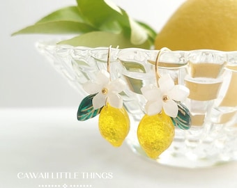 Lemon Earrings, Fruit earrings, Hypoallergenic, Sensitive ears, Amalfi, Italy, Citrus accessory, gift, present, fresh