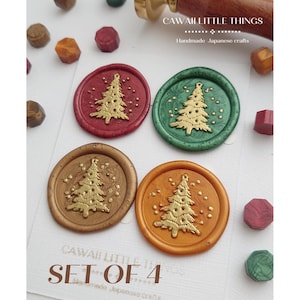 Christmas Tree Wax Seal Stickers: Holiday Card Embellishments (Set of 4) Christmas decoration, Festive,