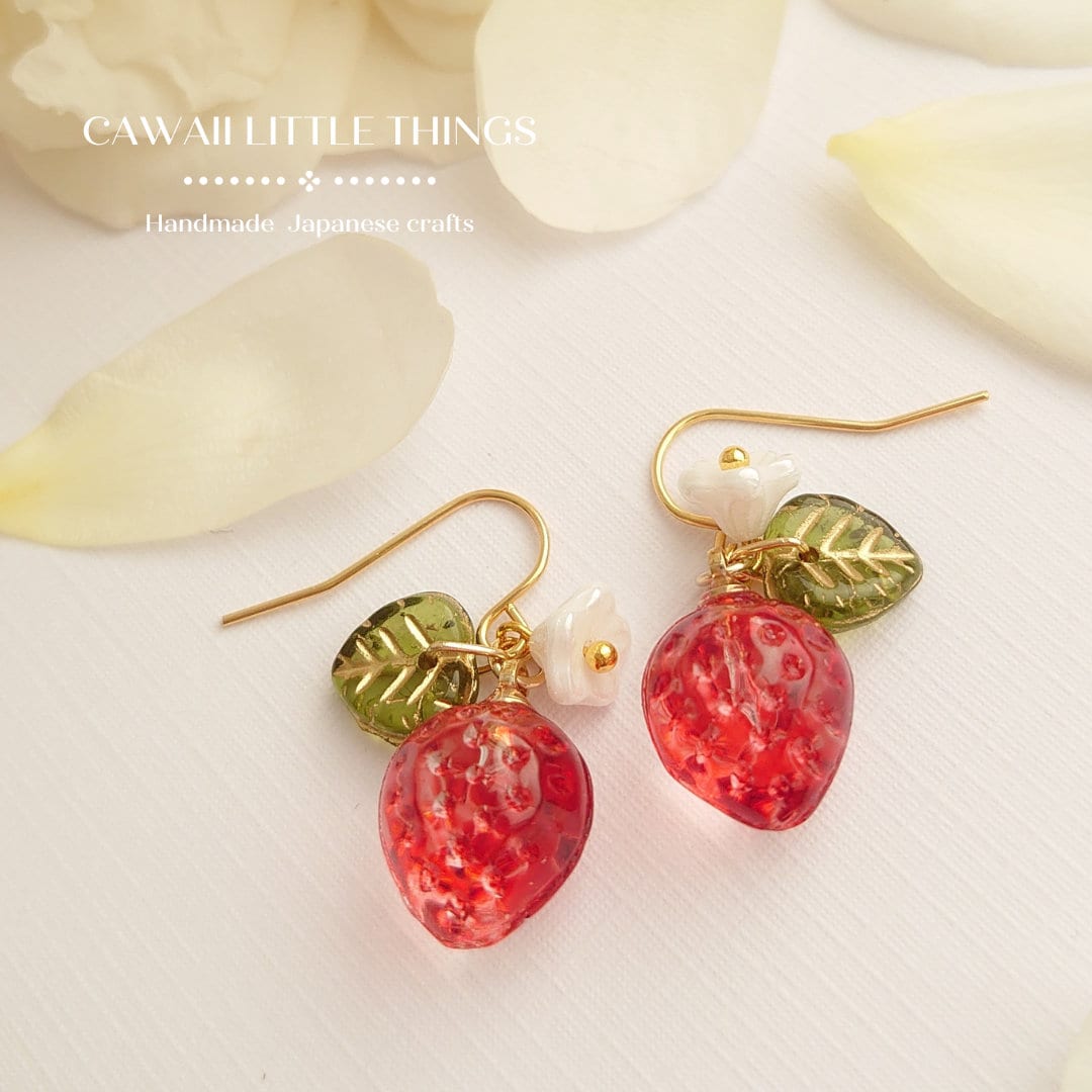 Cute Red Strawberry Beads made from Polymer Clay, Handmade Beads, Frui