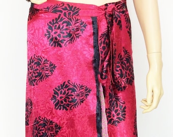 Bohemian Magic Wrap Skirt, Sari Reversible Layered Wrap Skirt, Silk Wrap Skirt, One-of-a-kind Wrap Skirt, Boho Wrap Skirt, Gift for Her