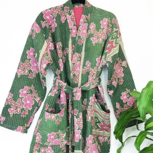 Floral Kantha Jacket, Vintage Kantha Jacket, Fine Kantha Coat, Jackets, Vintage Kantha Jacket, Kimono Style Kantha Jacket Kantha Kimono,