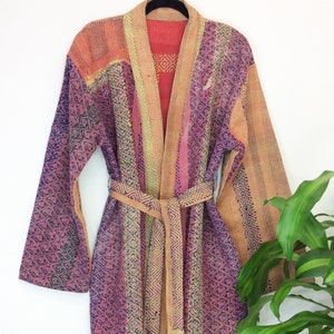 Kantha Jacket, Vintage Kantha Jacket, Fine Kantha Coat, Jackets, Vintage Kantha Jacket, Kimono Style Kantha Jacket Kantha Kimono,