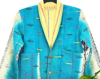 Kantha Short Jacket S/M Reversible Vintage Kantha Crop Jacket Sari Kantha Jacket Gift for Her