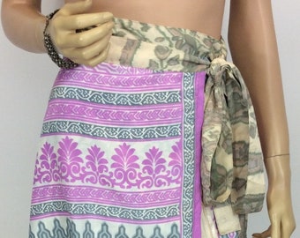 Bohemian Magic Wrap Skirt, Sari Reversible Layered Wrap Skirt, Silk Wrap Skirt, One-of-a-kind, Wrap Skirt, Boho Wrap Skirt, Gift for Her