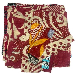 Kantha Fabric scraps Bundle, Kantha Craft Fabric Pieces, Kantha Craft Bundle, Vintage Quilted Scraps Bundle, Fabric Scrap for Pachwork image 4