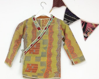 Kids Kantha Jacket, Kids Sari Kantha Jacket, Kids Jacket, Kids Reversible Jacket