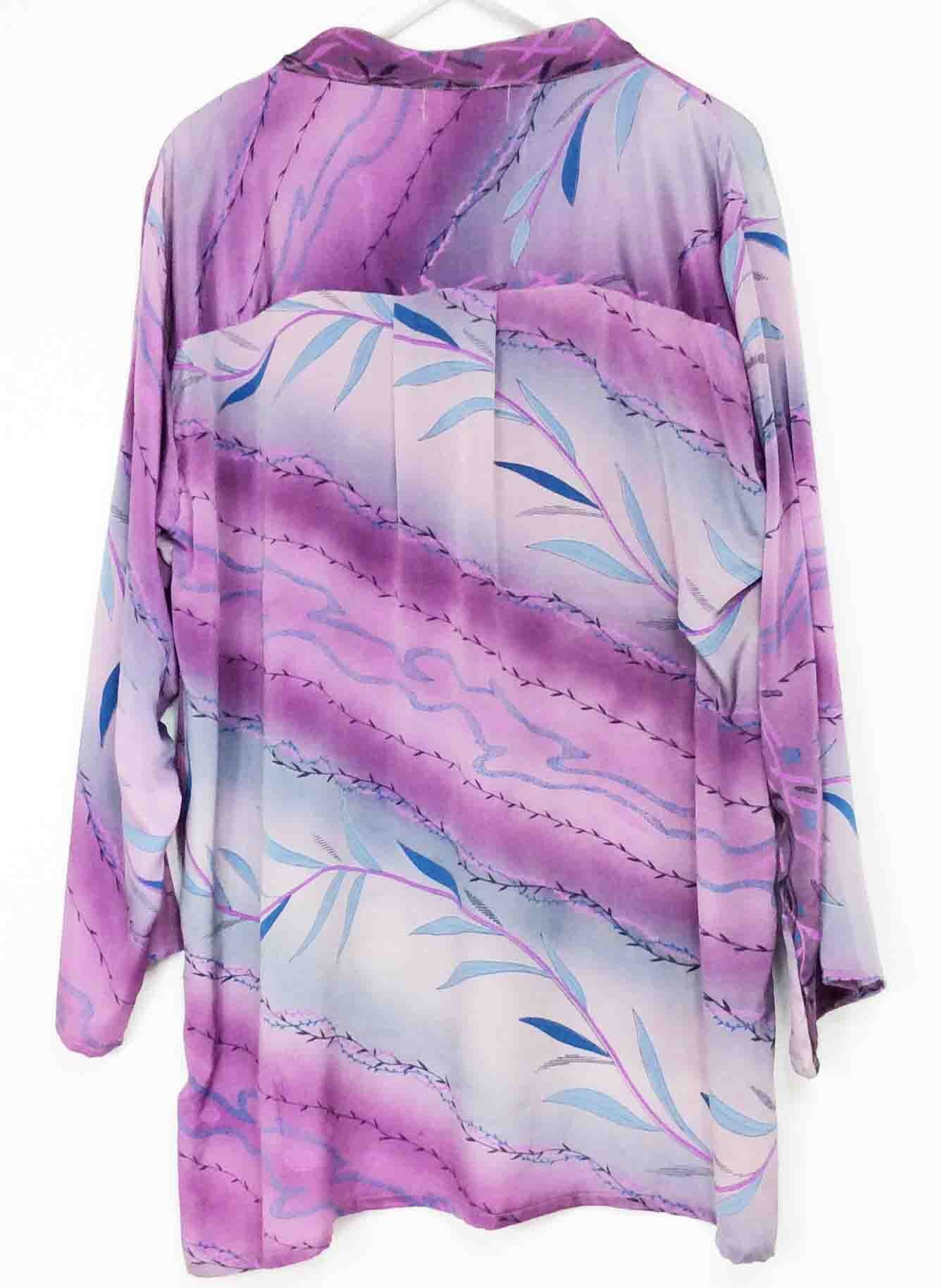 Crepe Silk Top, Crepe Sari Blouse, One Size Silk Top, Purple Silk