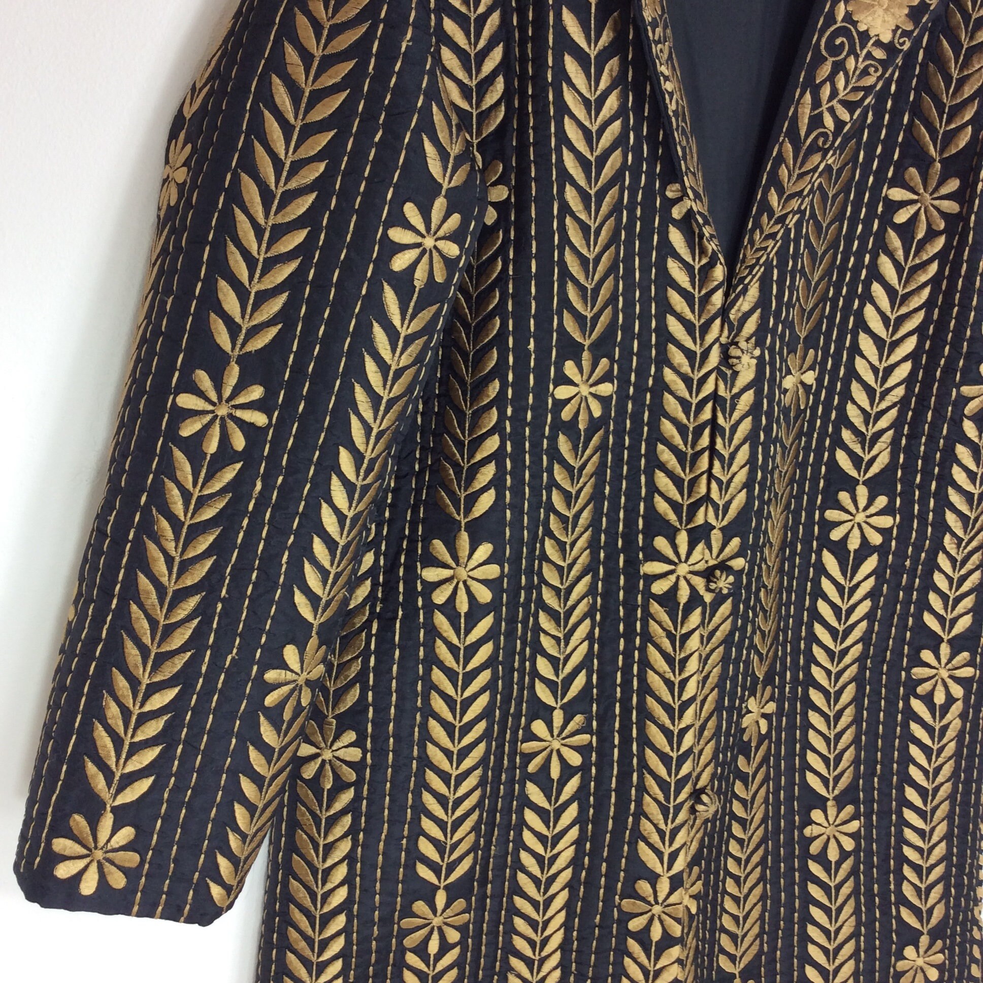 MEDINILLA LUXURIOUS BLACK SILK JACKET WITH CRYSTAL EMBROIDERY