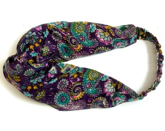 Bandeau bohème en soie : bandeau yoga multicolore, mode zéro déchet, bandeau torsadé