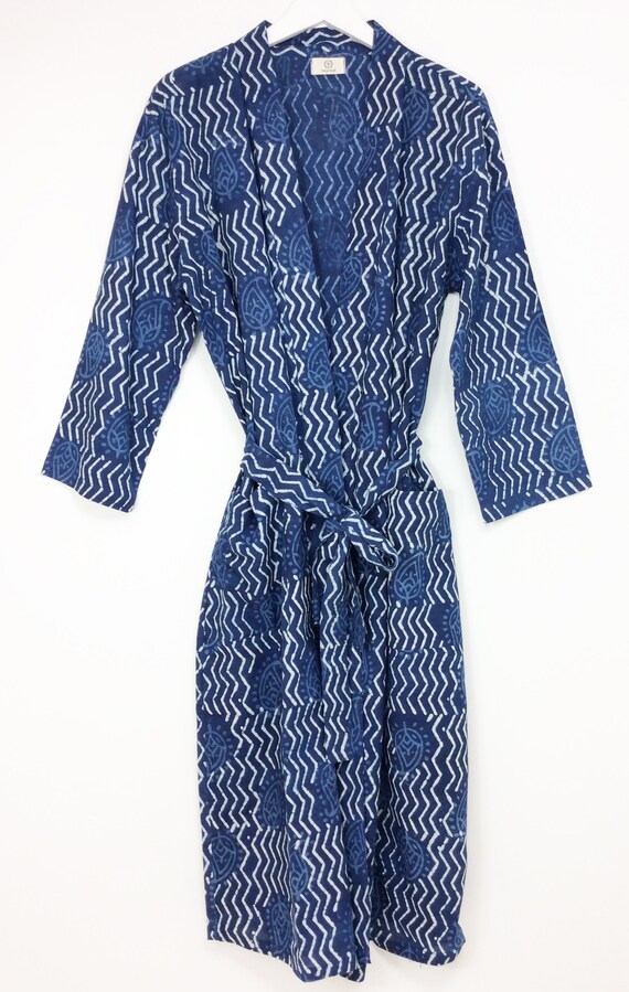 Indigo Robe Indigo Kimono Bath Robe Beach Wear Unisex | Etsy