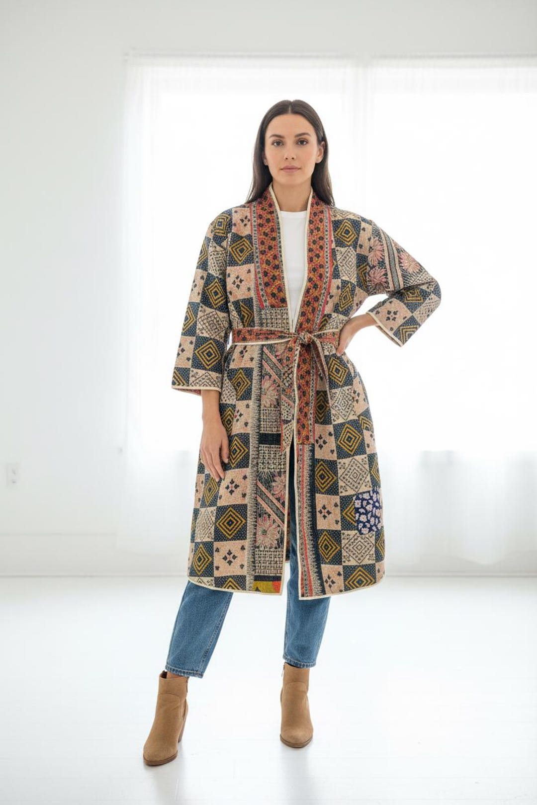 Kantha Robe Vintage Kantha Long Robe, Reversible Kantha Jacket, Kantha Coat ...